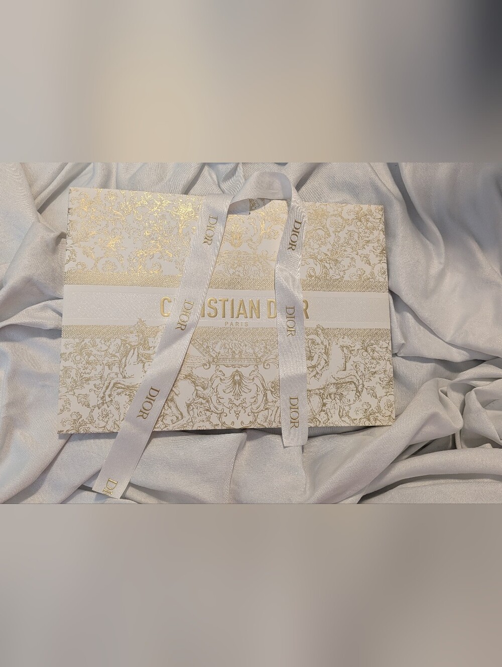 Dior Decorative Gift Bag in White and Gold